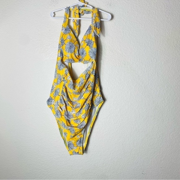 Cupshe floral Yellow cut out one piece swimsuit  NWT SIZE:XL - Picture 1 of 8